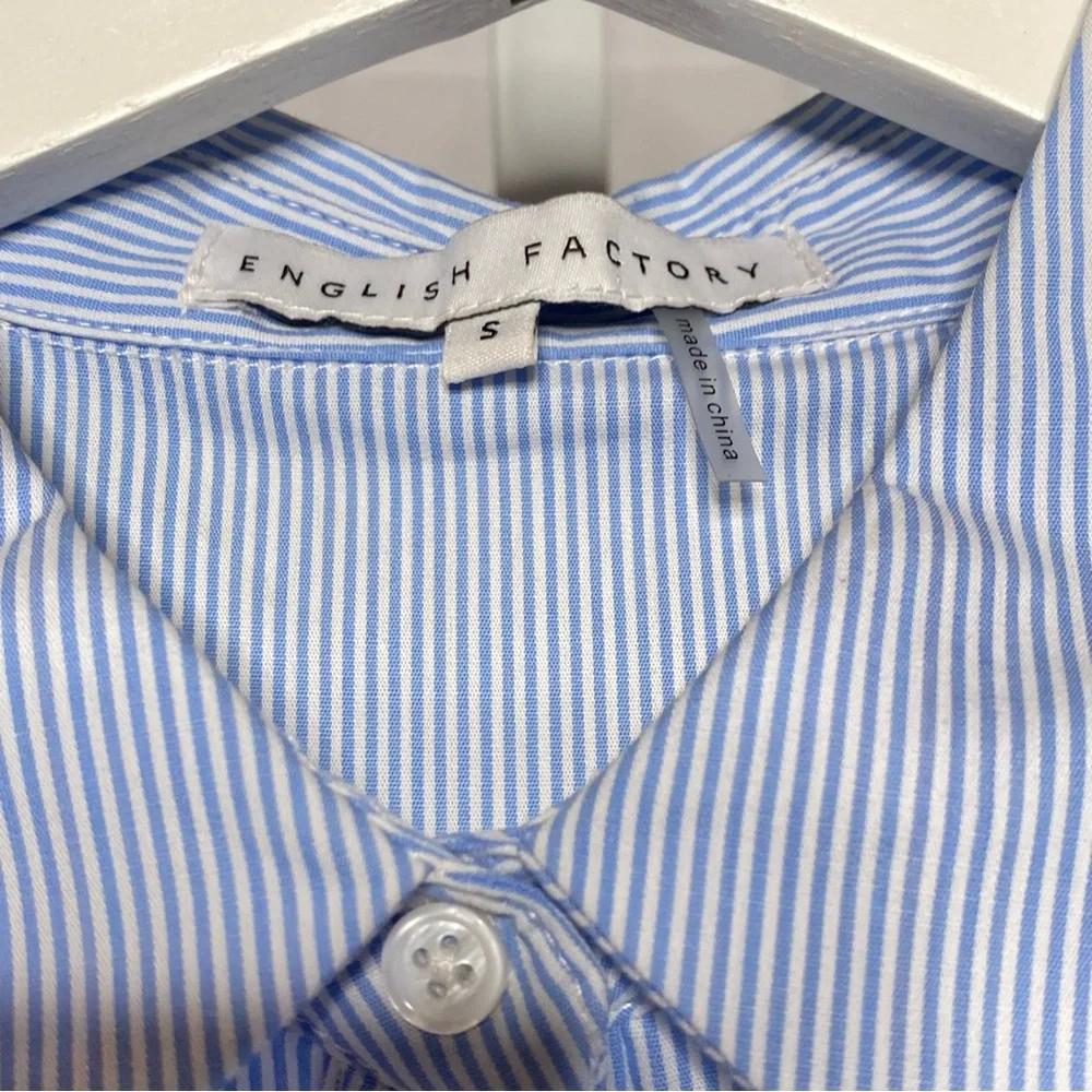 NWOT English Factory Blue Stripe Cold-Shoulder Shirtdress — S - Picture 4 of 6